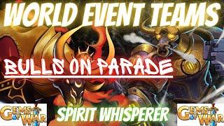 Gems of War WORLD EVENT TEAMS spirit whisperer | One Shot high level & low level team for all reward