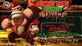 DK Country Returns - World 7 - 100% All Kong Letters & Puzzle Pieces 60fps