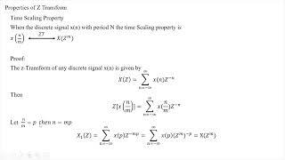 17 Properties of Z transform | Time scaling property of Z transform |Z transform | AL AMIN