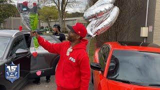 MS HUSTLE GIVES TAY ROC FLOWERS & BALLOONS FOR HER BEING HIS 50TH BATTLE