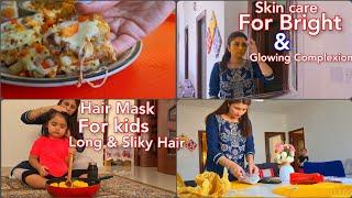 Snacks Ideas For Kids | My Daughters Hair care Routine | Skin brightening at home for housewives