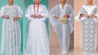 200+Latest White Lace Boubou & Kaftan Long Maxi Dress Styles For Ladies.