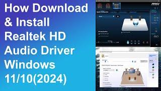 How Download & Install Realtek HD Audio Driver Windows 11/10(2024)