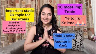 Most important topics of static gk for ssc cgl 2023 / chsl / cpo / delhi police // bs ye kr lo 
