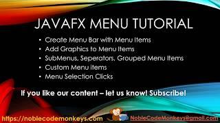 JavaFX Tutorial - Menu, Sub Menu, Custom Menus