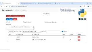 Easy Accounting | Rashanwala | Python Django | Journal Entry in django session