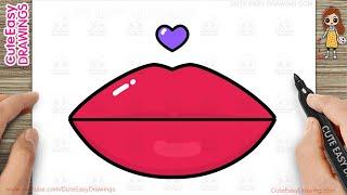 How to Draw Cute Lips Easy Step-By-Step Drawing and Coloring for Kids and Toddlers