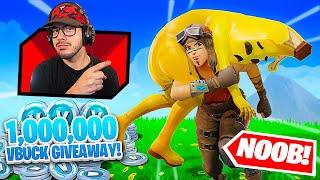 Getting a *NOOB* Their 1st Win (1,000,000 VBUCK GIVEAWAY!)