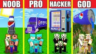 Minecraft Battle: PEPSI HOUSE BUILD CHALLENGE - NOOB vs PRO vs HACKER vs GOD / Animation TRUCK COLA