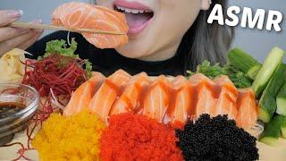 SPICY Atlantic Salmon Sashimi with Yuzu, Red, Squid Ink Tobiko Eggs *NO TALKING ASMR Food Sounds| NE