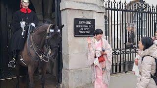 Japanese tourist show respect and bow to the kings guard #horseguardsparade