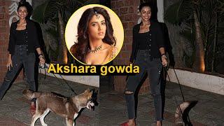 Actress Akshara Gowda Spotted With her pet Dog at  Hyderabad  | Filmyfocus.com