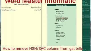 How to Remove HSN/SAC Column from Invoice Bill of GST using Tally ERP 9.0 Accounts Software