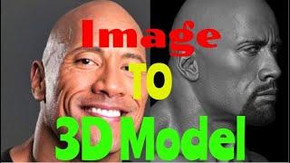Convert 2D Image to 3D Model Blender Dwayne Johnson Young Rock 3D Model Blender facebuilder Tutorial