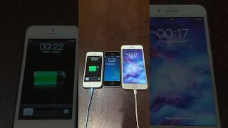 iPhone 5 on iOS 6 vs iPhone 5s on iOS 7 vs iPhone 7 Plus on iOS 15 boot up test #shorts #iphone #ios