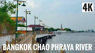 [4K] Walking Around Bangkok Along Chao Phraya River - Thailand 2021