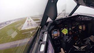 Stormy crosswind landing in LGW - Boeing 737 Captain's view