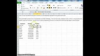 00095 - How To Use The MONTH And DAY Functions To Sort Birthdays By Month Using Microsoft Excel