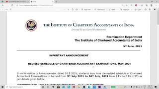 CA EXAMS MAY 2021 SCHEDULE ANNOUNCED || ICAI OFFICIAL NOTIFICATION