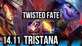 TWISTED FATE vs TRISTANA (MID) | 8/0/4, 1400+ games, Legendary | EUW Grandmaster | 14.11