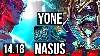 YONE vs NASUS (TOP) | 12/1/8, Legendary | NA Grandmaster | 14.18