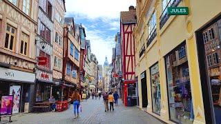 Joan of Arc ROUEN City Walking Tour 2021 - Normandy France • Real Time Virtual Ambience in 4K ASMR