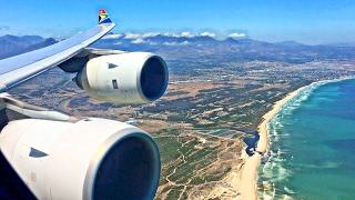 South African Airways Airbus A340-600 BEAUTIFUL Landing in Cape Town!