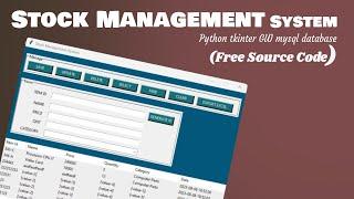 Crud Python Stock Management System using tkinter GUI MySQL database (FREE SOURCE CODE)