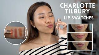 Charlotte Tilbery Lip Swatches & Try On | Mrs. Kisses, Stoned Rose, Carina's Star