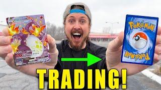 Trading My SHINY CHARIZARD Pokemon Card To A Fan!