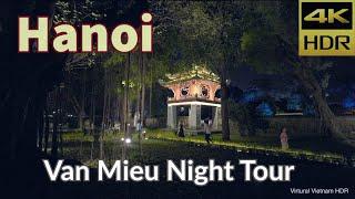 4K HDR | Van Mieu Night Tour - Night Walk Temple of Literature in Hanoi | Vietnam Travel 2023