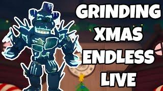 GRINDING THE NEW CHRISTMAS ENDLESS MODE LIVE in Roblox Five Nights TD (FNTD)