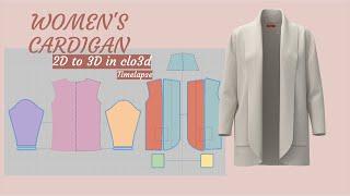 WOMEN'S CARDIGAN in clo3d timelapse