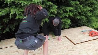 Garden room OSB3 roofing and rubber roof, 1st fix lights and a bit of insulation