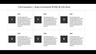 CSS counters | Auto Increment Number | CSS Counter-Increment using HTML & CSS only