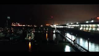 Rain falling on West Basin Marina, Port of Astoria