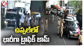 Public Facing Heavy Traffic Jams Due To CM KCR Convoy | Uppal | V6 News