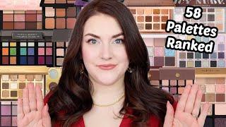 RANKING ALL OF THE EYESHADOW PALETTES I TRIED IN 2024 | 58 PALETTES RANKED