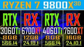 RTX 3060Ti RX 6700XT vs RTX 4060Ti vs RX 7600XT || RYZEN 7 9800X3D || PC GAMES TEST ||