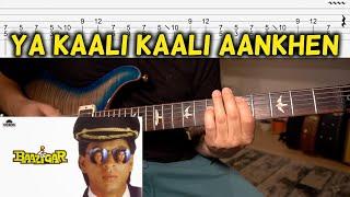 Yeh Kaali Kaali Aankhen | Baazigar | Guitar lesson with TABS | EASY | हिन्दी