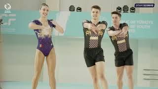 David Gavrilovici, Leonard Manta & Claudia Ristea (ROU) - 2023 Aerobics European silver, Trios