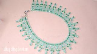 آموزش گردنبند با منجوق و کریستال همراه با نقشه  easy and elegant beaded necklace