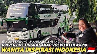 SATU²nya DRIVER WANITA BUS AKAP DOUBLE DECKER EPA STAR VOLVO B11R 450hp BANDUNG PALEMBANG #epastar