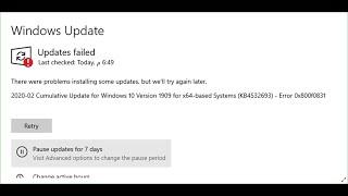 Fix Windows Update Error Code 0x800f0831 There Were Problems Installing Some Updates On Windows 10