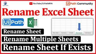 Rename Excel Sheet UiPath | Rename Multiple Excel Sheets in UiPath