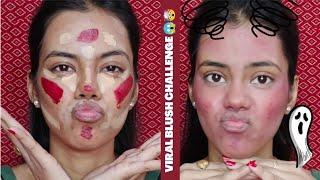 VIRAL BLUSH CHALLENGE  . IS THIS THE NEW & SMART WAY TO DO MAKEUP ?! HIT  OR MISS  ?? 