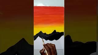 How To Paint A Sunset-Step By Step Acrylic Tutorial For Beginners #shorts