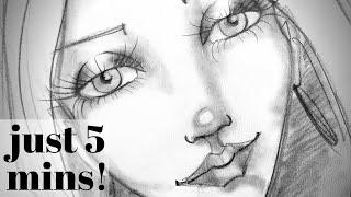 HOW TO DRAW (AND SHADE!) A WHIMSICAL FACE IN JUST 5 MINUTES using ONLY a school pencil and Q-Tip!