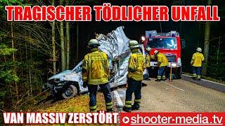   TRAGISCHER TÖDLICHER UNFALL   |   Van kracht gegen Baum   | VW total zerstört