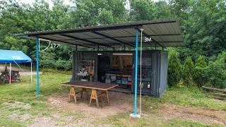 #113 Our workspace container needs a roof, we built one + repairing the shower